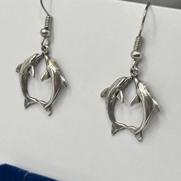 Silver Dolphin Earrings - Picture 4 of 8